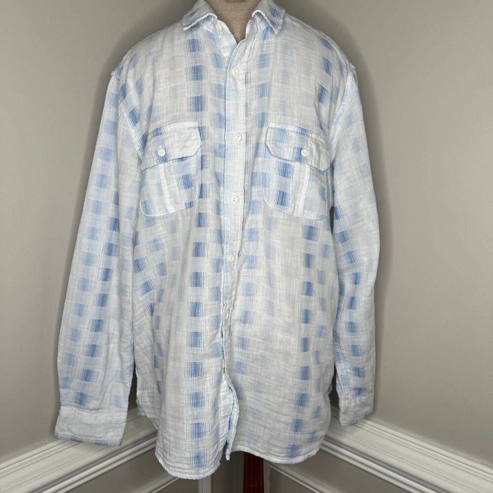 Carbon2Cobalt Men's Long Sleeve Button Down Shirt 100% Cotton Gauzy Large